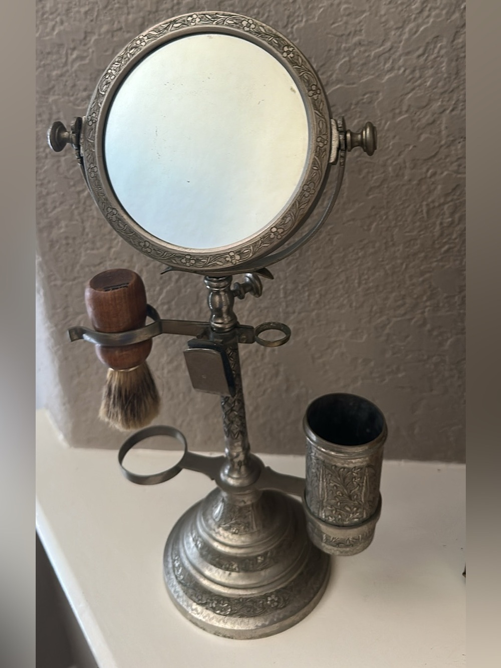 Vintage Shaving Stand and Mirror from India